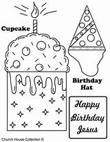 Birthday Happy Coloring Pages Jesus Printable Cards Kids Dad School Sunday Printables Christmas Children Board Cupcake Activities Churchhousecollection Collections Church sketch template