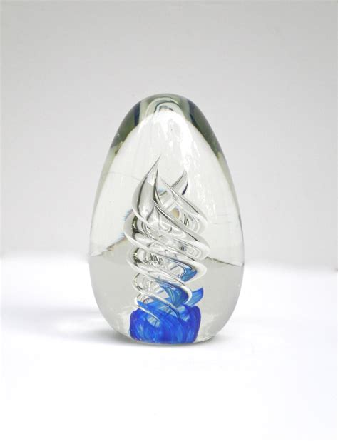 Hand Blown Crystal Art Glass Egg Paperweight By Gallery122 On Etsy