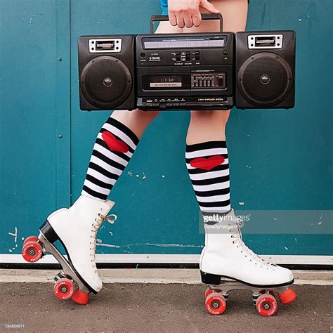 Legs Of Woman Wearing White Roller Skates Photo Getty Images