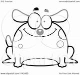Dog Happy Clipart Chubby Cartoon Vector Bored Outlined Coloring Cory Thoman Royalty Clipartof sketch template