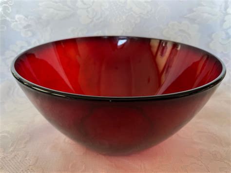 collectible vintage ruby red glass bowl hard  find  etsy