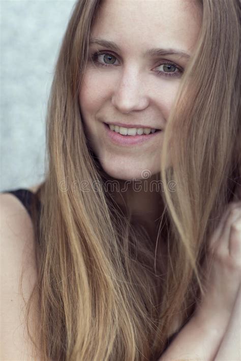 smiling scandinavian women model outdoor stock image