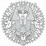 Mandala Egypt Coloring Tutankhamun Egyptian Mandalas Mask Symbols Toutankhamon Pharaoh Version First Pages Famous Adult Various Including Color Dynasty 18th sketch template