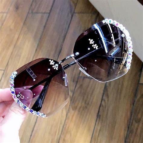 2020 vintage fashion oversized rimless sunglasses women