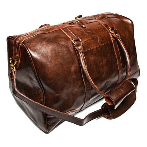 tourist leather duffel bag  antique brown hides canada touch  modern