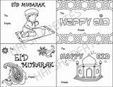 Eid Mubarak Coloring Printable Cards Happy Print sketch template