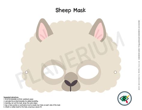 colorful printable sheep mask template  kids