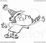 Blowing Cartoon Horn Boy Party Toonaday Outline Illustration Royalty Rf Clip Ron Leishman Clipart Line 2021 sketch template