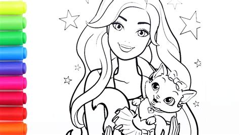 coloring barbie kitty cat giant coloring pages  kids youtube