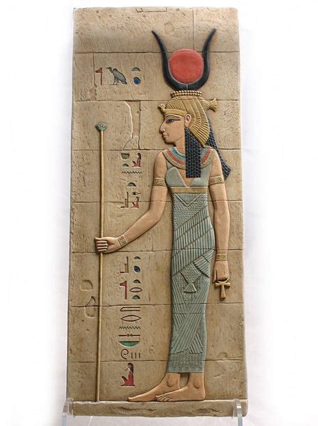 isis standing holding staff large wall relief egyptian wall art tomb
