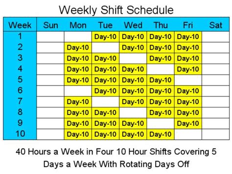 hour schedules   days  week    templates