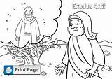 Moses Coloring Pages Bush Burning Exodus sketch template