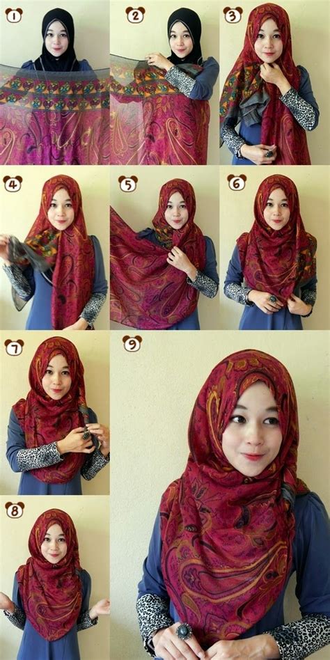 foto tutorial hijab pashmina motif pinggir modernhijab