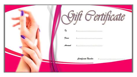 nail gift certificate template  printable gift certificate