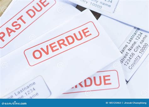 unpaid invoice highlighted  red text stock image image  account