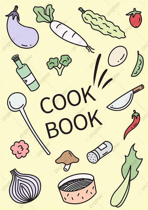 recipe book cover cartoon cute color template template   pngtree
