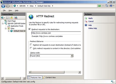 redirects the official microsoft iis site