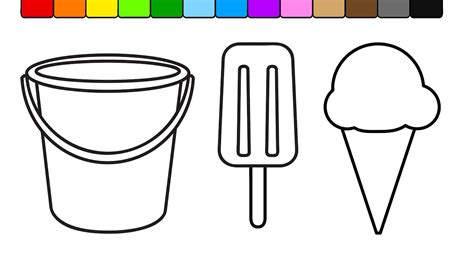 learn colors  kids   ice cream popsicle coloring page
