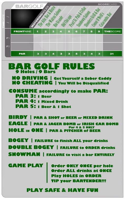 golf card game rules printable printable word searches