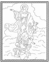 Coloring Assumption Mary Catholic Pages Virgin Blessed Heaven Clipart Crafts Drawing Sacred Lady Prayer Mother Sheets Print Kids Cathedral Space sketch template