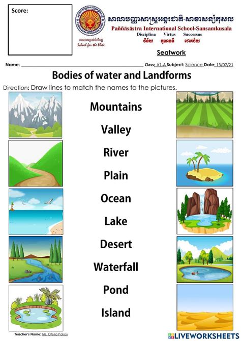 landforms worksheet  pictures  words   students learn