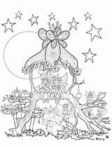 Coloring Fairy Pages House Tree Adults Fairies Colouring Garden Adult Detailed Pheemcfaddell Printable Maison Click Arbor Refreshment Magic Color Getcolorings sketch template