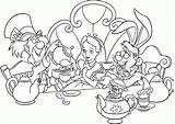 Alice Wonderland Coloring Pages Printable Color Colouring Coloring4free Printables Kids Book Tea Party Cartoons Cat Cheshire Drawing Print Mad Wallpaper sketch template
