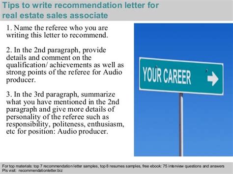 real estate sales associate recommendation letter