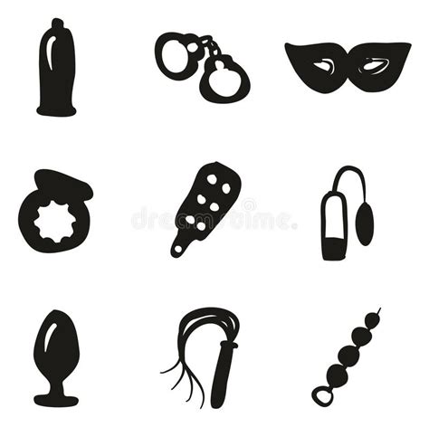 adult sex toys icons freehand fill stock vector