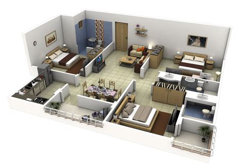 bedroom apartmenthouse plans architecture design