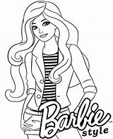 Coloring Barbie Style Print Sheet Modern Logo Girl sketch template
