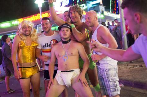 magaluf stag weekend british tourists in trouble over g string outfit