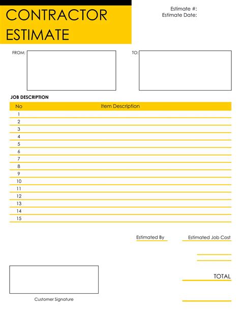 blank  printable estimate forms printable blog rezfoods resep