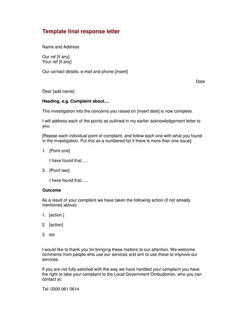 official reply letter sample  template
