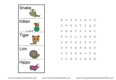 word search  kindergarten kindergarten teacher resources