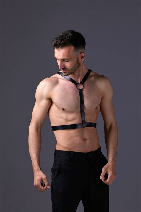 leather harness men mens leather harness chest harness men etsy
