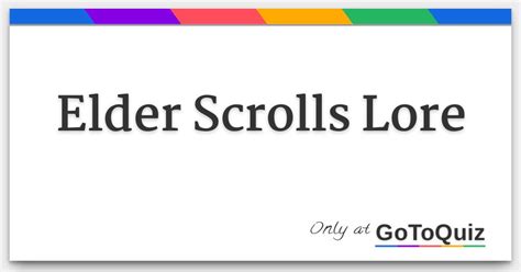 elder scrolls lore