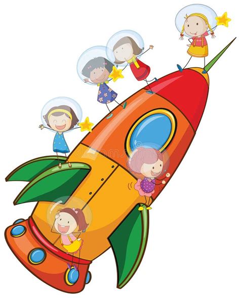 kids  rocket stock vector image  ship star magic