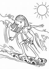 Coloring Pages Summer Surfing Printable Girls Groovy Cartoon Kids Surfer Surf Travel Colouring Girl Book Print Father Sabrina sketch template