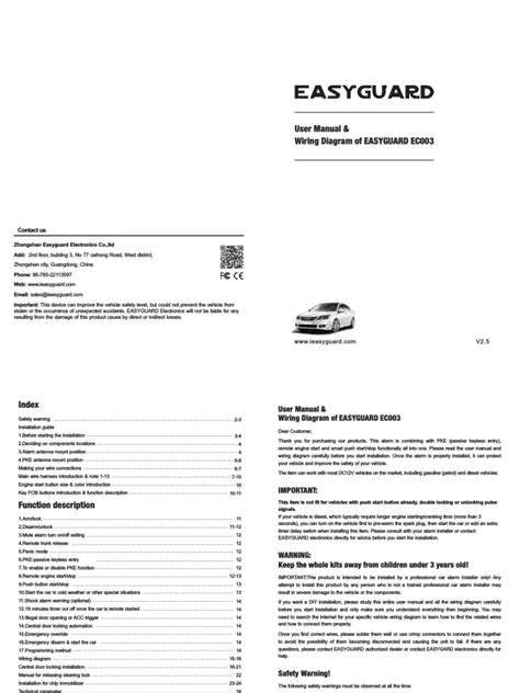 user manual wiring diagram  easyguard ec contact   vehicle technology