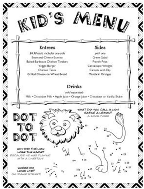 menus images  pinterest kids menu restaurant  restaurant