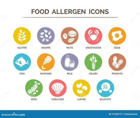 set  food allergens royalty  stock image cartoondealercom