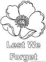 Remembrance Anzac Poppy Coloring Pages Template Colouring Forget Lest Kids Veterans Poppies Sheets Printable Templates Craft Veteran Printables Activities Drawings sketch template