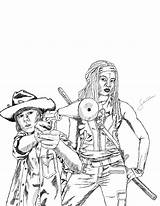 Walking Dead Desenhos Michonne Carl Deviantart sketch template