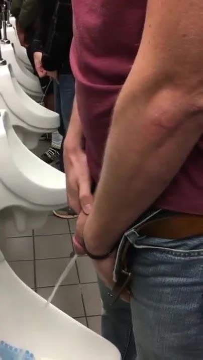 spy airport urinal piss by guy with big cut cock