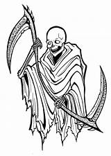 Reaper Grim Tattoo Death Drawing Outline Scythe Line Sided Two Sitting Coloring Pages Bold Deviantart Down Tattooimages Biz Template Getdrawings sketch template