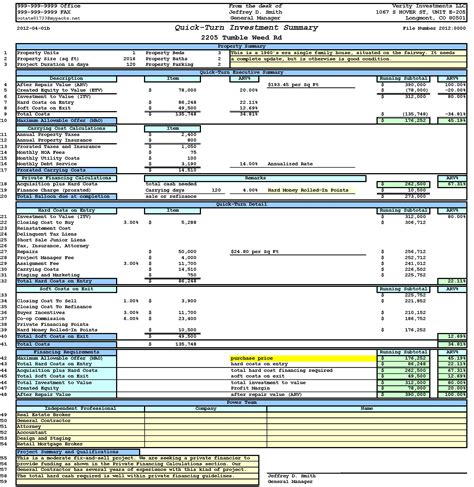 excel property investment analysis spreadsheet template  printable templates