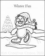 Penguin Coloring Printable Winter Pages Skating Penguins Theme Letter Play Kids Baby Anyone sketch template