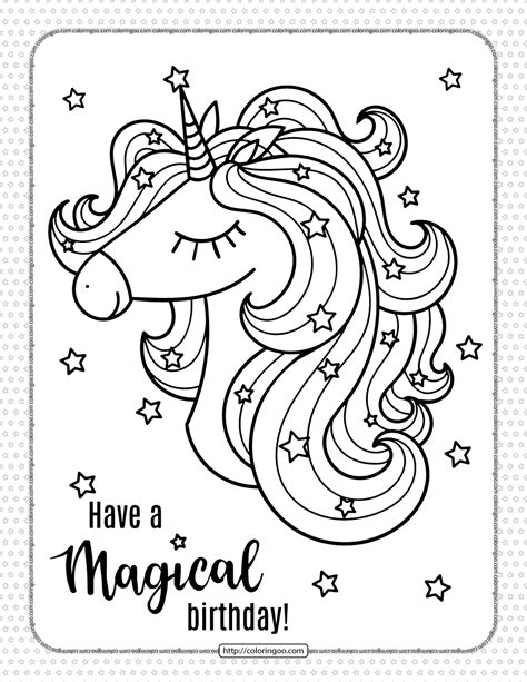 magical birthday unicorn coloring page