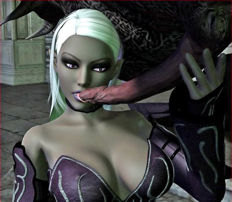 hot 3d dark elf whore sucks on long slimy alien tentacles at hdmonsterporn